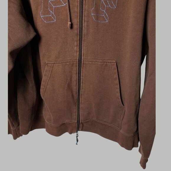Paul Frank Vtg  Zip-Up Hoodie Fleece Lined With  Embroidery Brown Xlarge - Picture 7 of 13